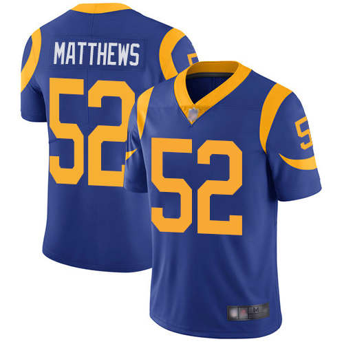 Men's Los Angeles Rams #52 Clay Matthews Royal Blue Vapor Untouchable Limited Stitched